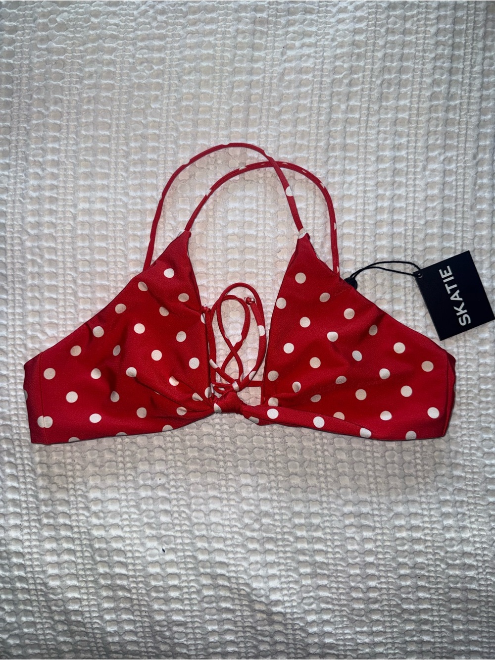 Skatie Red Polka Dot Bikini top NWT size large SKATIE Darby